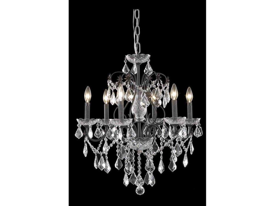 6-Light St. Francis Chandelier with Royal Cut Crystals in Dark Bronze