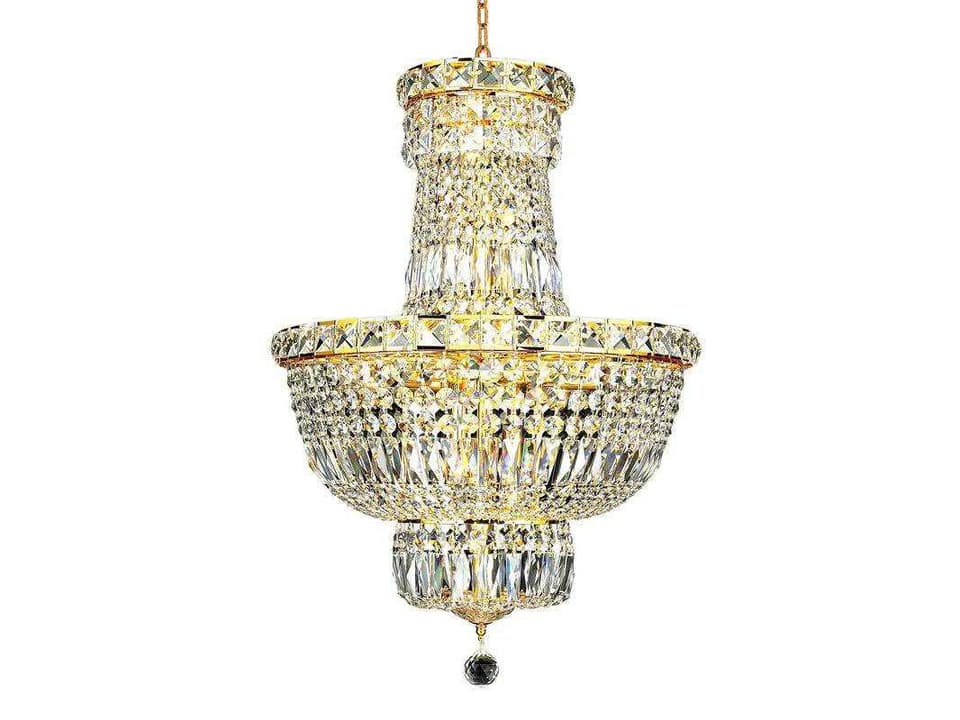 Tranquil 12-Light Gold Clear Royal Cut Crystal Chandelier
