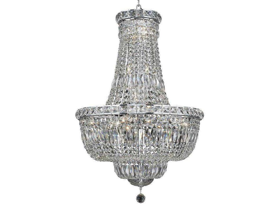 Tranquil 22-Light Chrome Clear Crystal Empire Tiered Chandelier