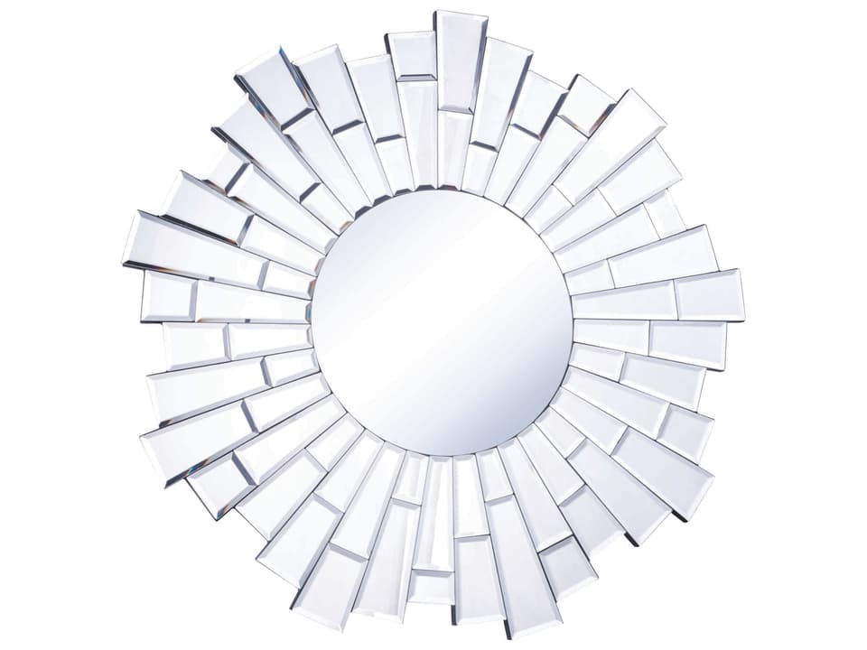 Modern Collection 32-Inch Round Wall Mirror with Beveled Edge