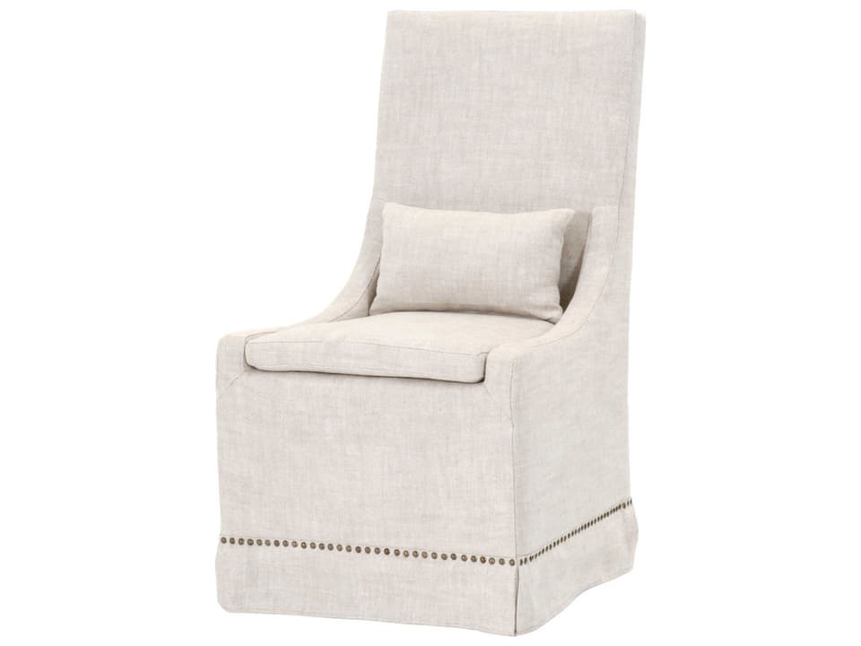 Colleen Birch Wood White Upholstered Side Dining Chair Set of 2