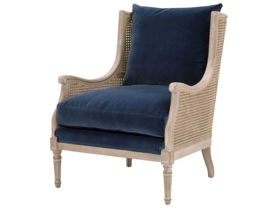 Churchill Club Chair in Dark Dove Velvet and Natural Gray Birch