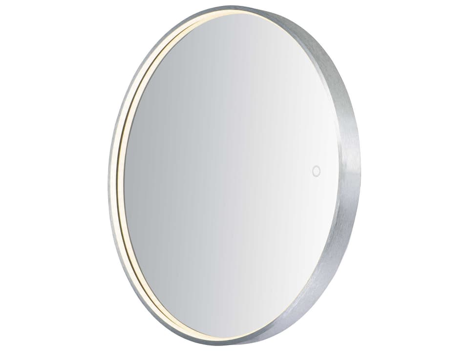 Brushed Aluminum LED Round Wall Mirror