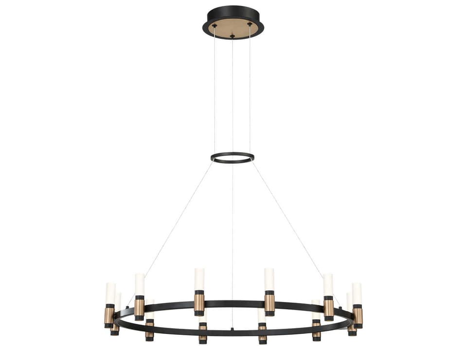 Albany 12-Light Integrated LED Chandelier in Deep Black and Brass