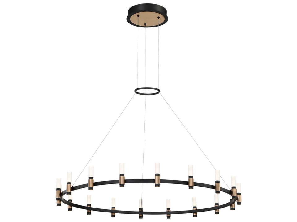 Albany 18-Light LED Round Chandelier in Deep Black and Brass