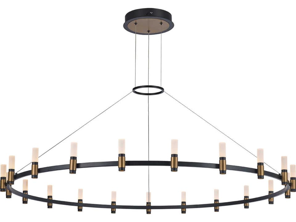 Albany 21-Light LED Round Chandelier in Deep Black and Brass