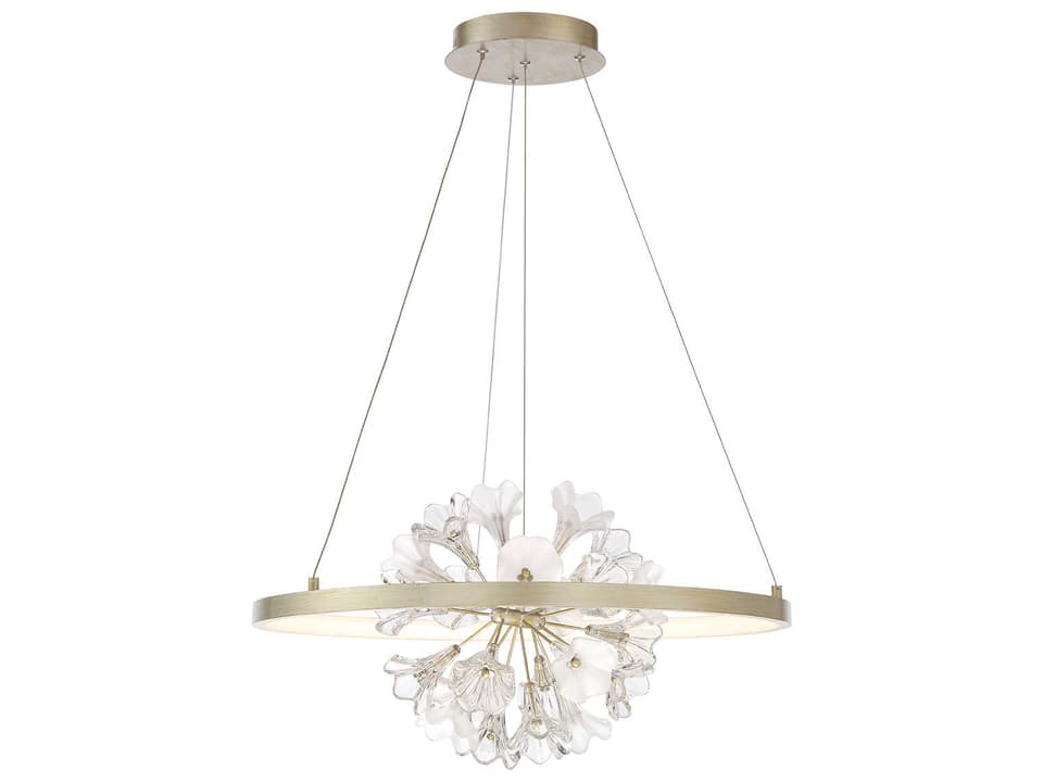 Clayton 1-Light Silver with Brushed Gold LED Ring Chandelier