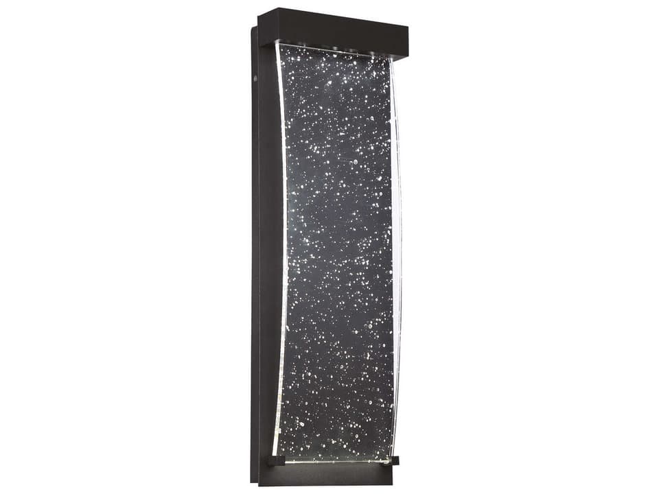 Kabo 1-Light Black LED Outdoor Wall Sconce with Clear Seeded Glass