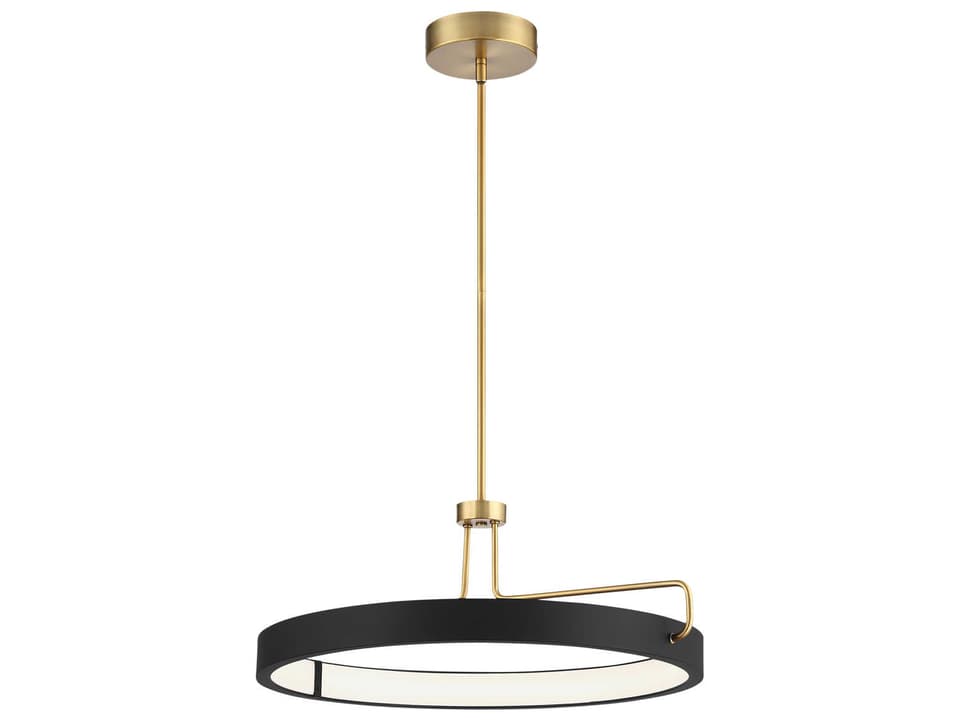Pemberton 26-Inch LED Pendant Light in Antique Brass with Black Accent