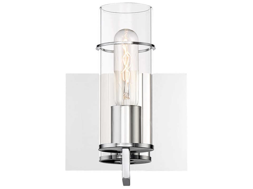 Pista 1-Light Wall Sconce in Chrome with Clear Glass