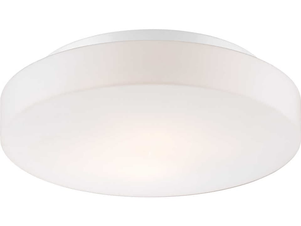 Ramata 2-Light Flush Mount Ceiling Light in White with Opal Glass