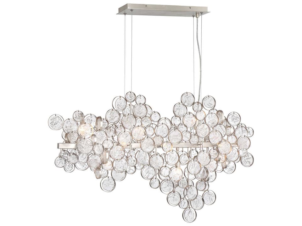 12-Light Trento Linear Chandelier in Chrome with Hand-Strung Glass