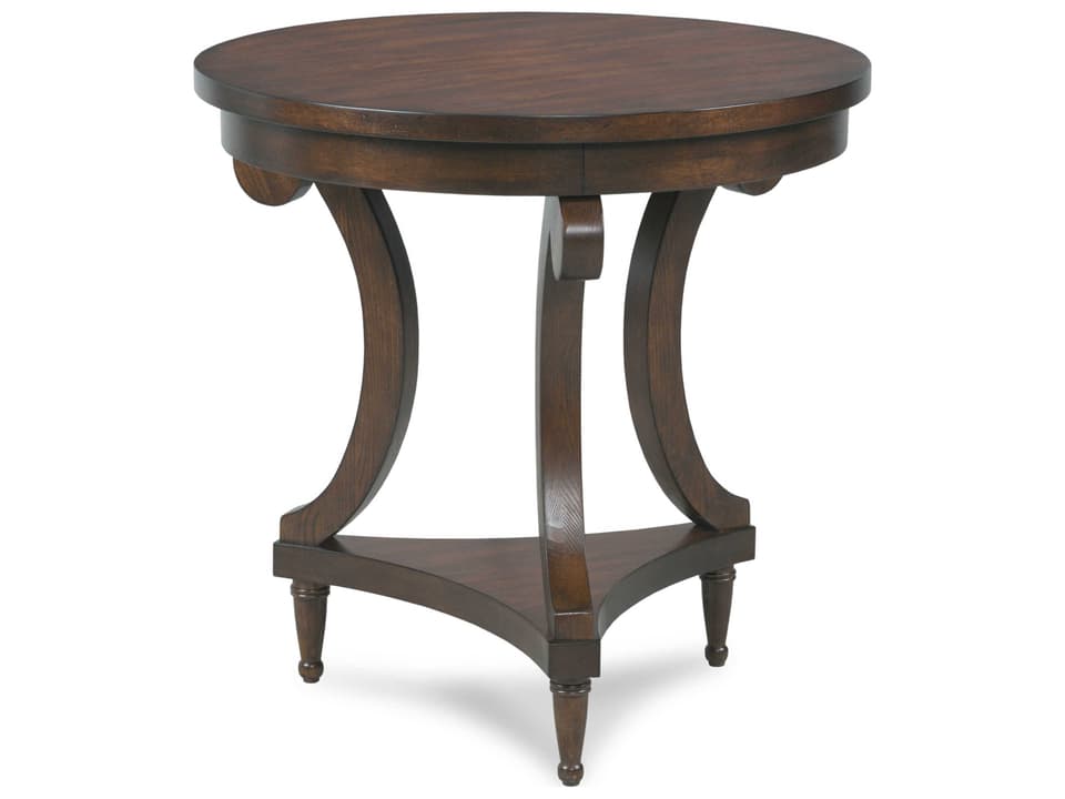 Belmont Round Wood Sable End Table with Fixed Shelf
