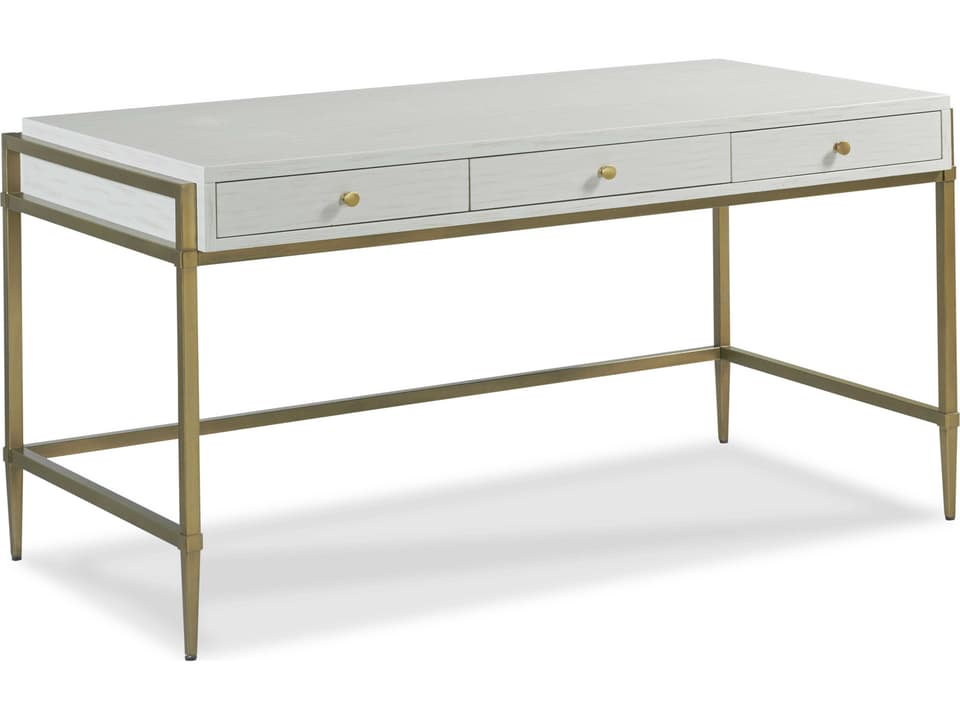 East Camden Writing Desk with Carrara Marble and Antique Brass Accents