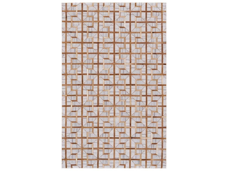 Fannin Geometric Hand Woven Viscose and Leather Area Rug