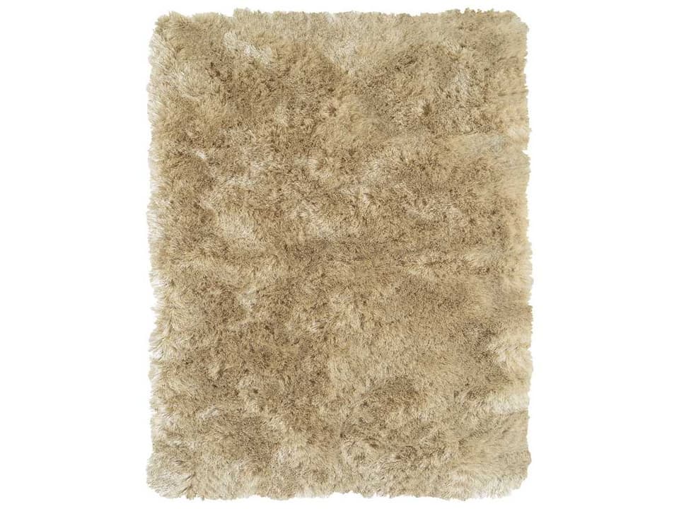 Feizy Indochine Shag Area Rug in Cream Faux Silk Polyester