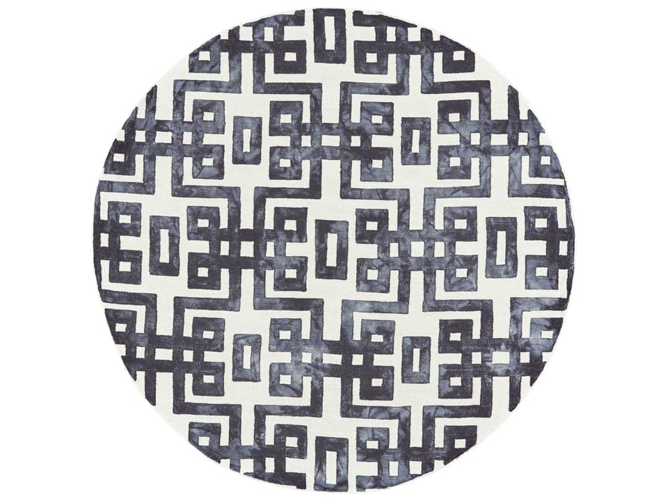 Lorrain Geometric Hand Tufted Wool Area Rug in Noir