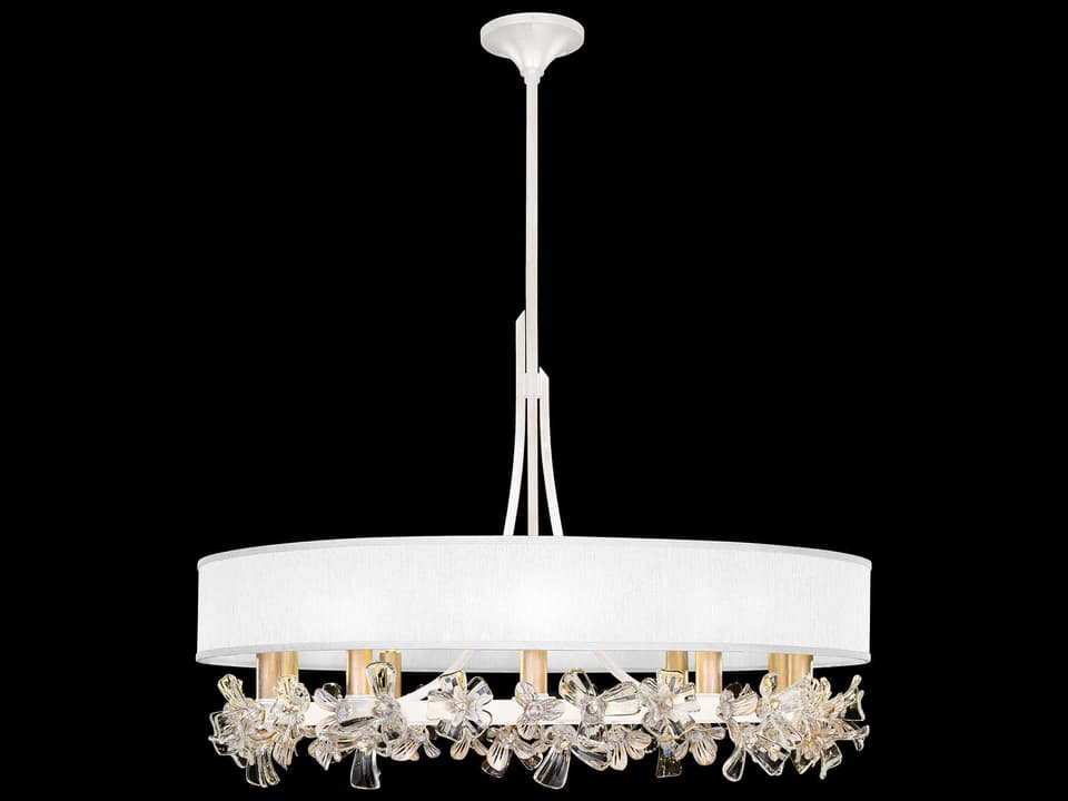 Azu 10-Light Round Chandelier in White Gesso Finish