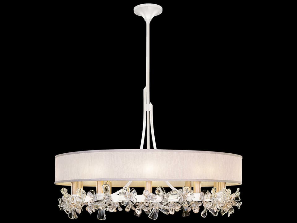 10-Light Azu Chandelier White Gesso and Champagne Crystal