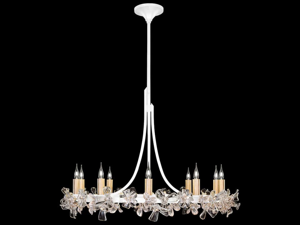 Azu 10-Light Chandelier in White Gesso with Crystal