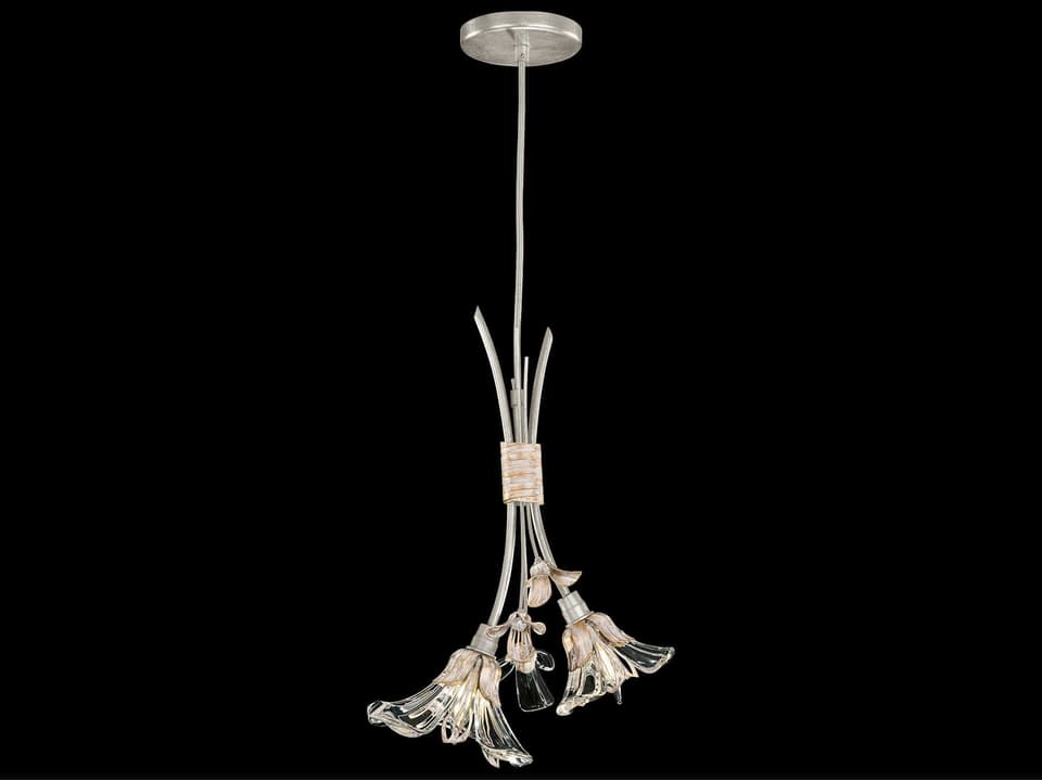 Azu 2-Light Crystal LED Pendant in Silver Leaf