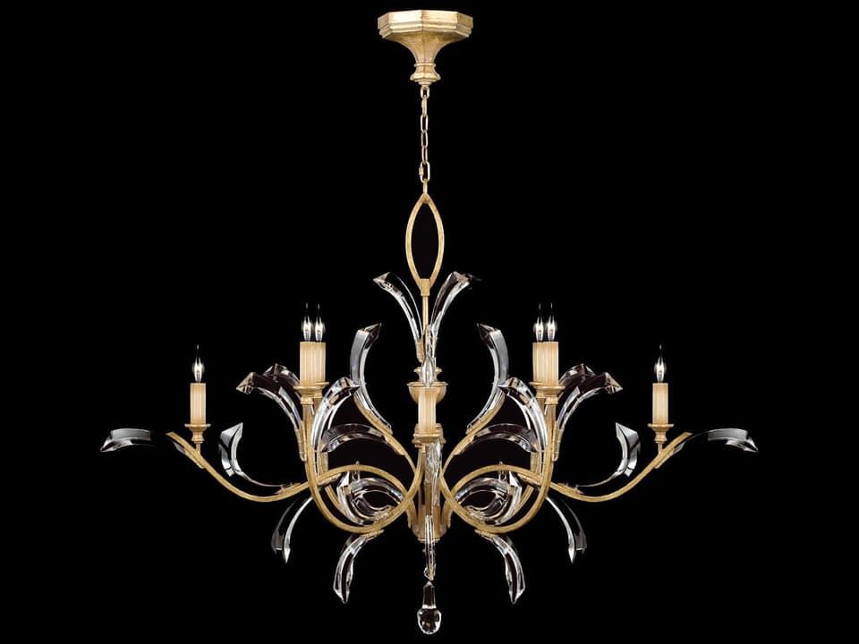 Beveled Arcs 8-Light Gold Chandelier 57-Inch Round
