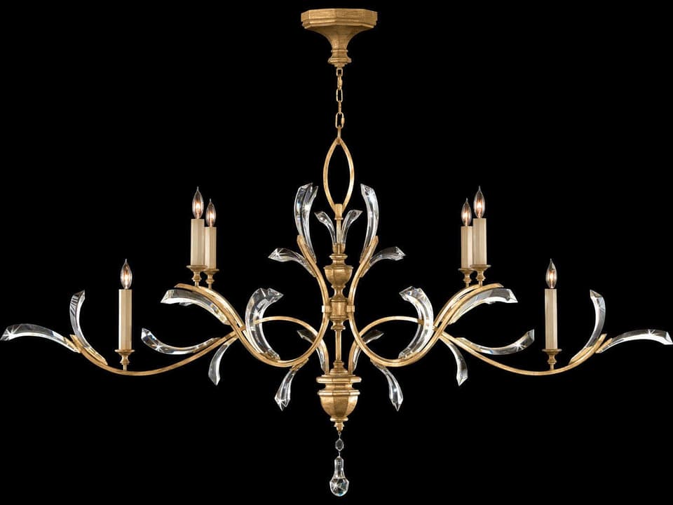 Beveled Arcs 6-Light Oblong Chandelier in Gold