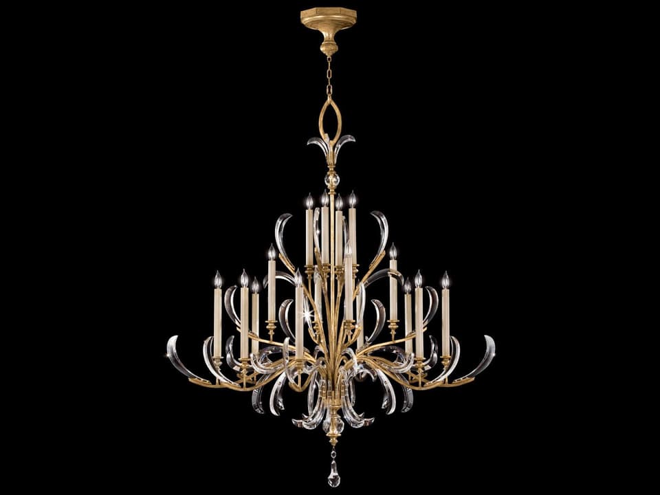 16-Light Beveled Arcs Chandelier in Gold Leaf