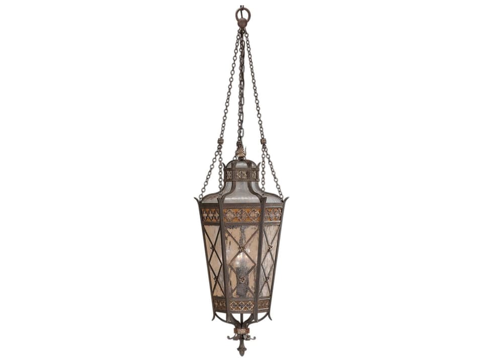 Chateau Outdoor 4-Light Outdoor Lantern Pendant in Variegated Bronze