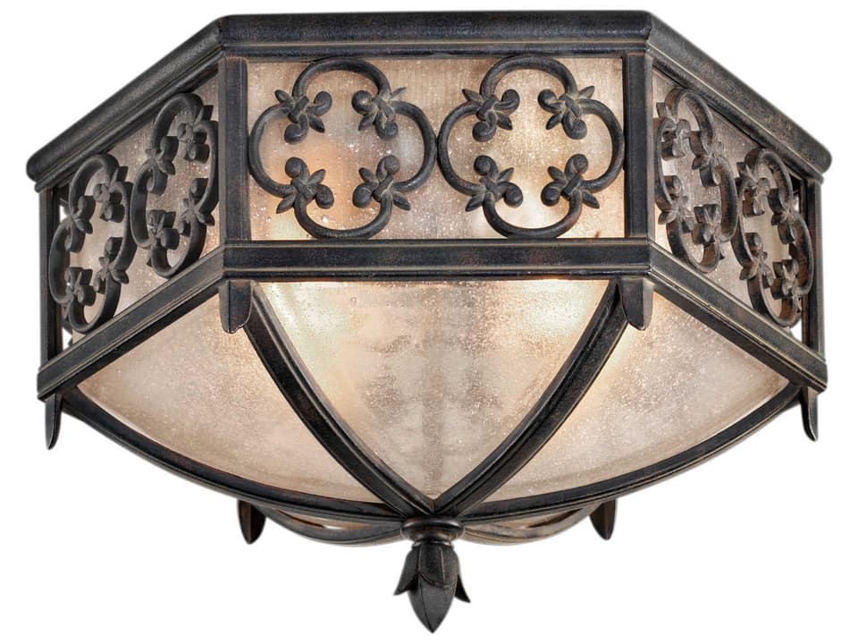 Costa del Sol 2-Light Outdoor Flush Mount in Marbella Wrought Iron