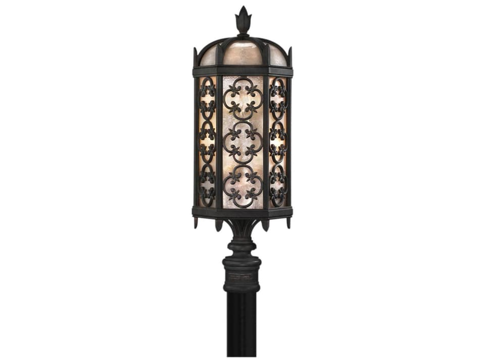 Costa del Sol 3-Light Outdoor Post Light in Marbella Wrought Iron