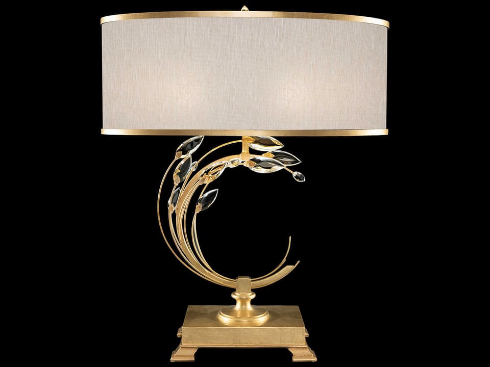 Crystal Laurel Table Lamp in Gold Leaf with Champagne Shade