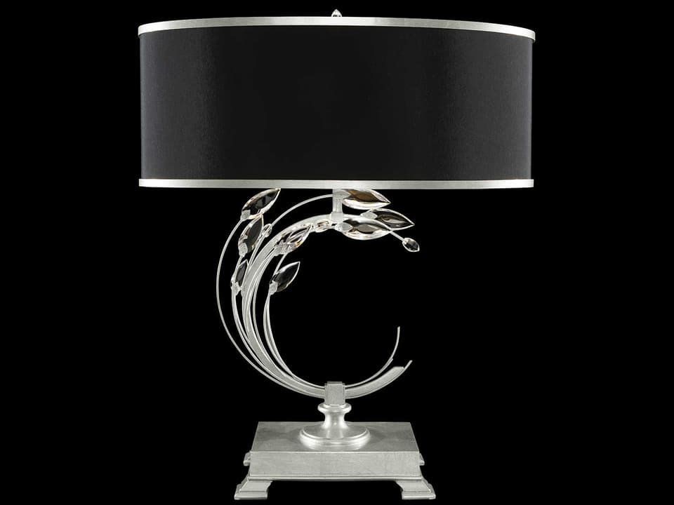 Crystal Laurel 1-Light Right Table Lamp in Silver Leaf
