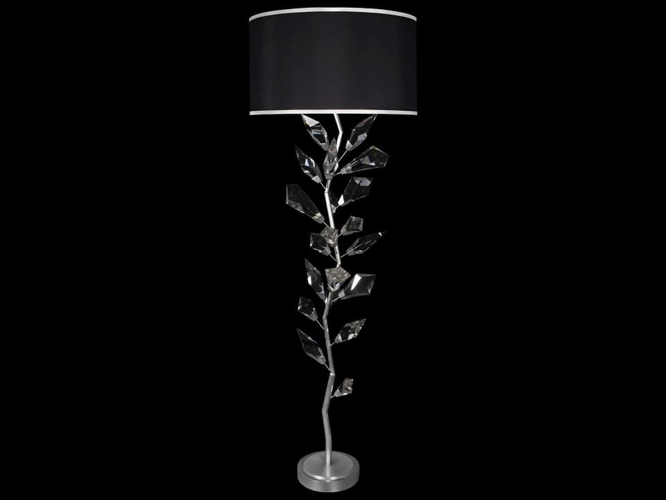 Foret 3-Light Floor Lamp in Silver Leaf with Black Shade