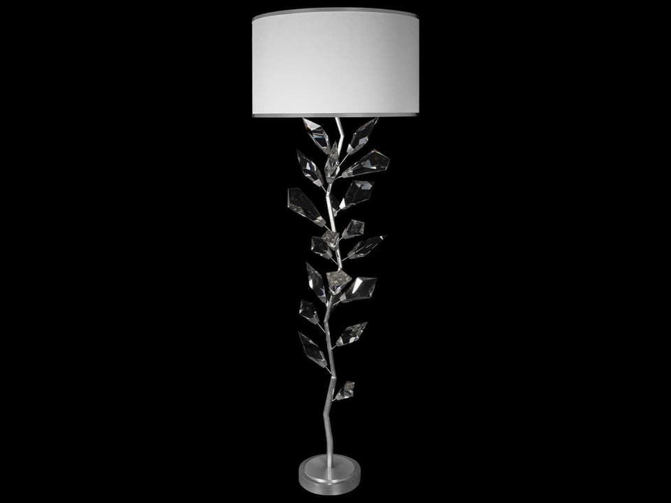 Foret 71-Inch 3-Light Floor Lamp in Silver Leaf with Crystal