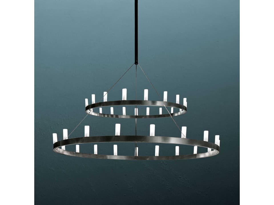 Accent Chandelier with Black Finish and Glass Diffusers
