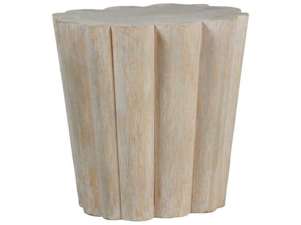 Bree Oval Side Table in Whitewashed Wood Grain Resin