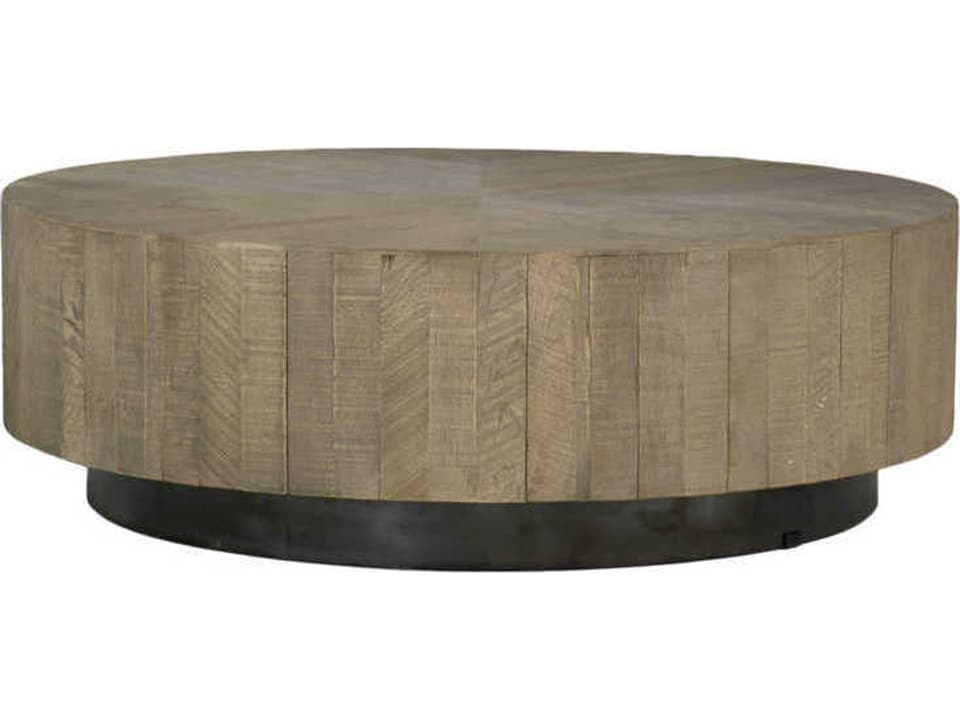 Colton Round Coffee Table in Charcoal Oak and Black