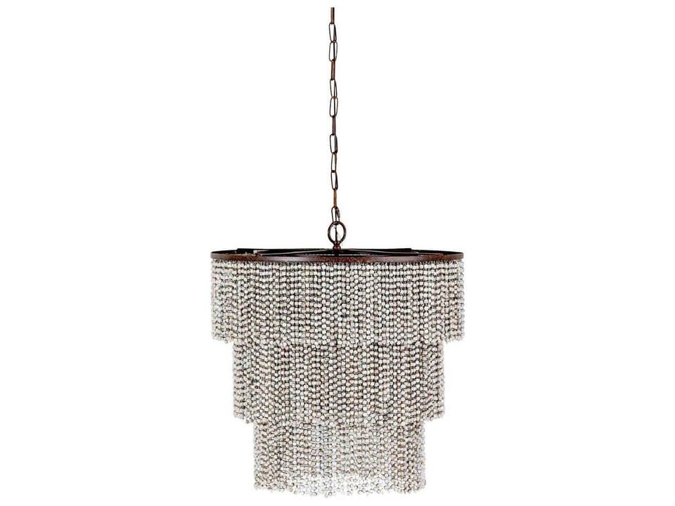 Etienne 4-Light Tiered Beaded Chandelier in Antique White Dusty Slate and Rust