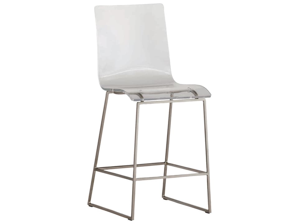 King Counter Stool Antique Silver with Clear Acrylic