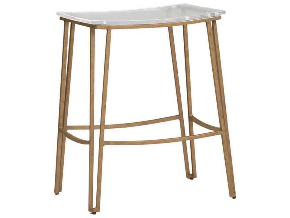 Pierce Backless Counter Height Stool Antique Gold with Clear Acrylic Seat