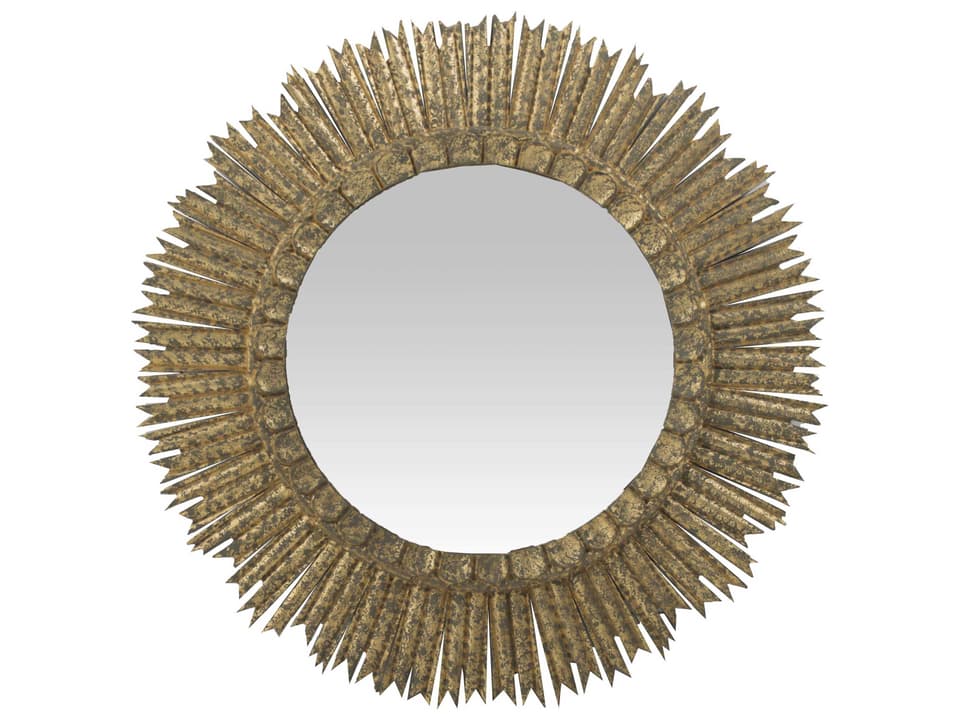 Ramona Sunburst Wall Mirror in Antique Textured Gold