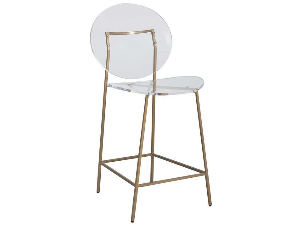 Sandy Clear Acrylic Counter Stool with Antique Gold Base