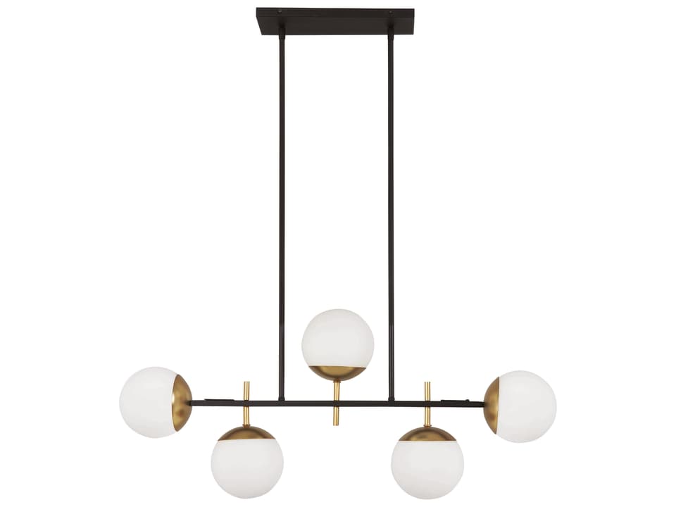 Alluria Linear 5-Light Island Pendant Light in Weathered Black and Autumn Gold