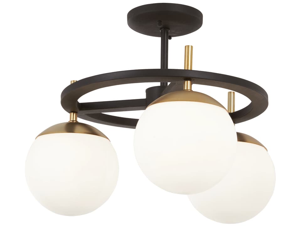 3-Light Alluria Semi-Flush Mount in Weathered Black with Autumn Gold