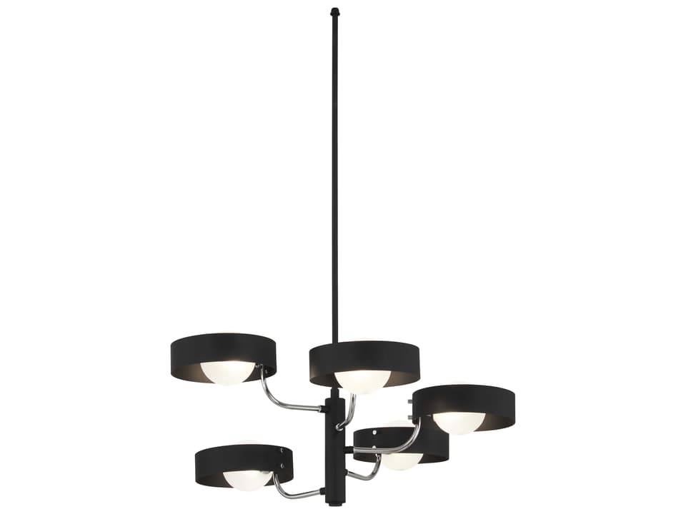 5-Light Lift Off Chandelier Sand Coal Polished Nickel