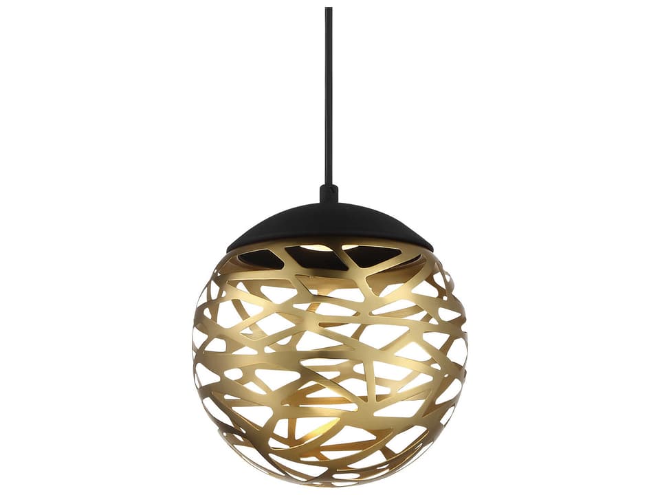 Golden Eclipse 1-Light Integrated LED Mini Pendant in Coal and Honey Gold