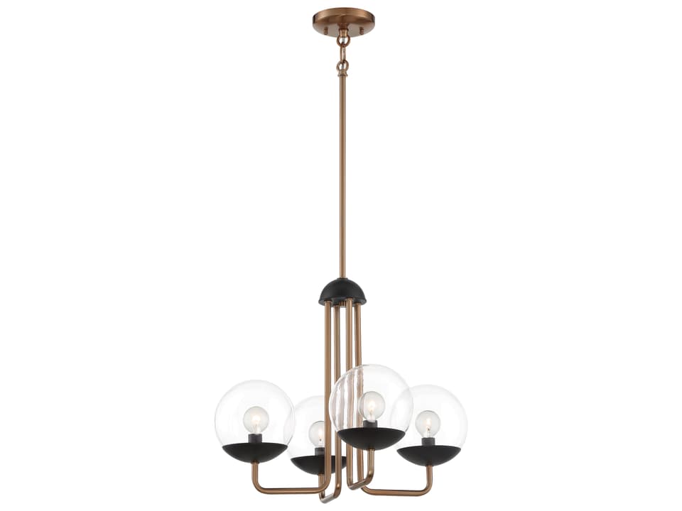 Outer Limits 4-Light Chandelier in Painted Bronze and Brushed Brass