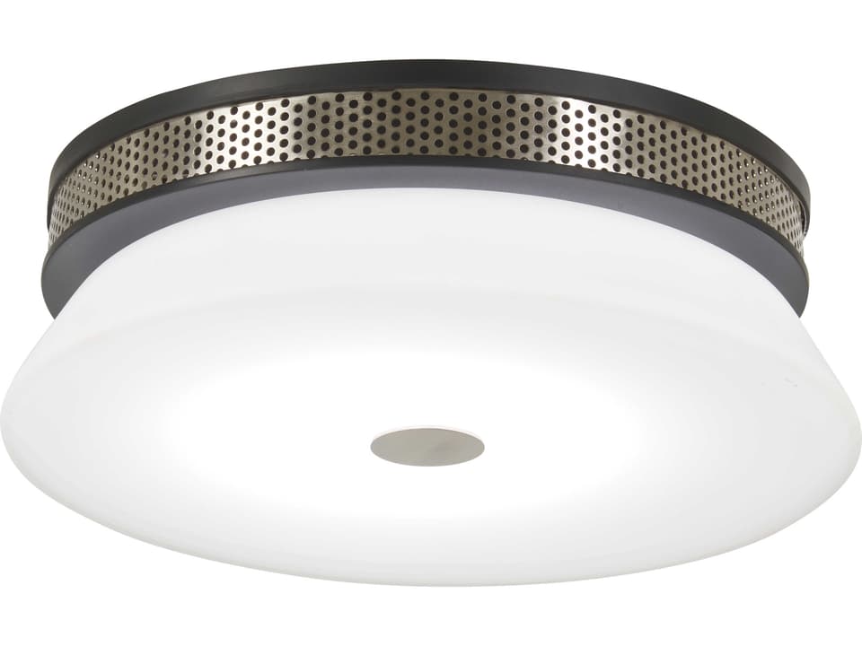 Tauten 15-Inch LED Flush Mount Ceiling Light in Coal with Brushed Nickel