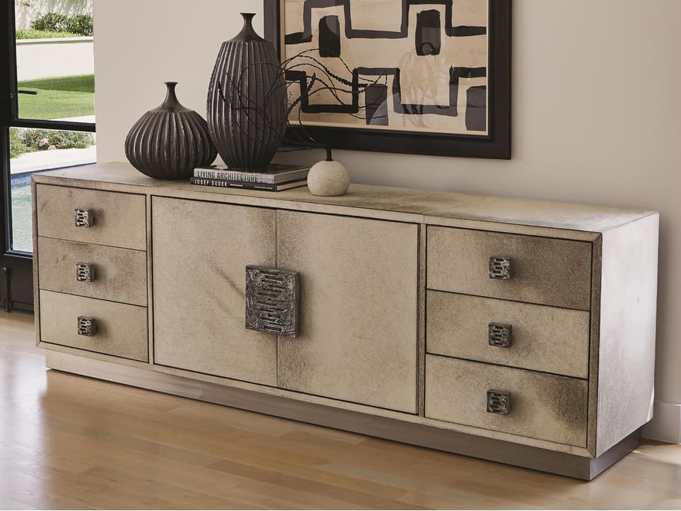 Metro Long Cabinet Sideboard Antique Nickel Brushed